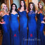 Mismatched Royal Blue Tulle Mermaid Long Cheap Custom Sweetheart Bridesmaid Dresses, GRB0139