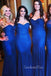 Mismatched Royal Blue Tulle Mermaid Long Cheap Custom Sweetheart Bridesmaid Dresses, GRB0139