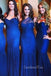 Mismatched Royal Blue Tulle Mermaid Long Cheap Custom Sweetheart Bridesmaid Dresses, GRB0139