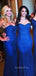 Mismatched Royal Blue Tulle Mermaid Long Cheap Custom Sweetheart Bridesmaid Dresses, GRB0139