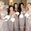 Deep V-neck Mermaid Sequins Long Cheap Custom Bridesmaid Dresses, GRB0146