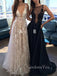 Charming Deep V Neck Sexy Applique Tulle Lace Long Prom Dresses, BG51532