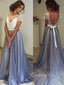 Short Sleeve Open Back Unique Design Long Prom Dress, BG51499