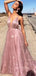 Sparkle Popular Spaghetti Strap A Line Long Prom Dresses, WP025