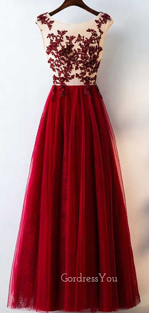 Formal Tulle Applique Inexpensive Elegant Long Evening Prom Dresses, BG51623