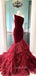 One Shoulder Mermaid Tulle Velvet Long Prom Dresses GDW111