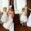 Cap Sleeve Ivory Princess A-line Lace Tulle Flower Girl Dresses With Belt, FG010 - Wish Gown