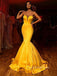 Yellow Mermaid Sweetheart Simple Long Evening Prom Dresses GDW104