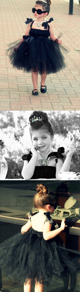 Cool Black Tulle Little Girl Dresses, Affordable Flower Girl Dresses, Little Black Dress, FG044 - Wish Gown