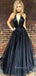 Black Deep V Neck Sexy Simple Cheap Long Party Prom Dresses, BG51564