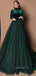 Teal Green Long Sleeves High Neck Long Prom Dresses FP1118