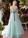 Off the Shoulder Charming Half Sleeves Long Evening Prom Dresses, BGP043