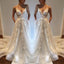 Applique Sexy Online V Neck Ivory Fashion Long Prom Wedding Dresses, BG51501 - Bubble Gown