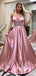 Elegant V-neck Spaghetti Strap Beads Long Prom Dress  FP1203