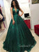 Sexy Dazzling Green V-neck Long Prom Dress  FP1201