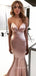 Spaghetti Strap Open Back Mermaid Long Prom Dresses FP1160