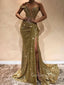 Sparkle Sequin Side Split Sexy Long Prom Dresses GDW106