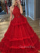 Red Halter Tulle Lace Long Prom Dresses Ball Gown GDW103