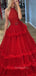 Red Halter Tulle Lace Long Prom Dresses Ball Gown GDW103