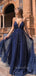 Sparkle Spaghetti Strap A Line Formal Long Prom Dresses, WP034