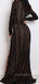 Sexy Black Lace Long Sleeves V Neck Splits Long Evening Prom Dresses, WP020