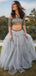 2 Piece Short Sleeves Beaded Charming Affordable Long Prom Dresses, BGP044