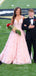 Pink Lace V Neck Applique Long Pretty Cheap Prom Dress, BG51554