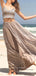 Grey Sexy Lace Two Pieces Cheap Long Beach Prom Dresses, BG51518