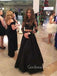 Black Two Pieces Long Sleeves Sexy Long Prom Dress, BG51492