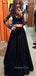 Black Two Pieces Long Sleeves Sexy Long Prom Dress, BG51492