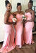 Spaghetti Straps Pink Satin Mermaid Long Custom Bridesmaid Dresses , BN1140