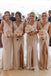 Champagne Chiffon Side Slit Long Custom Bridesmaid Dresses , BN1148