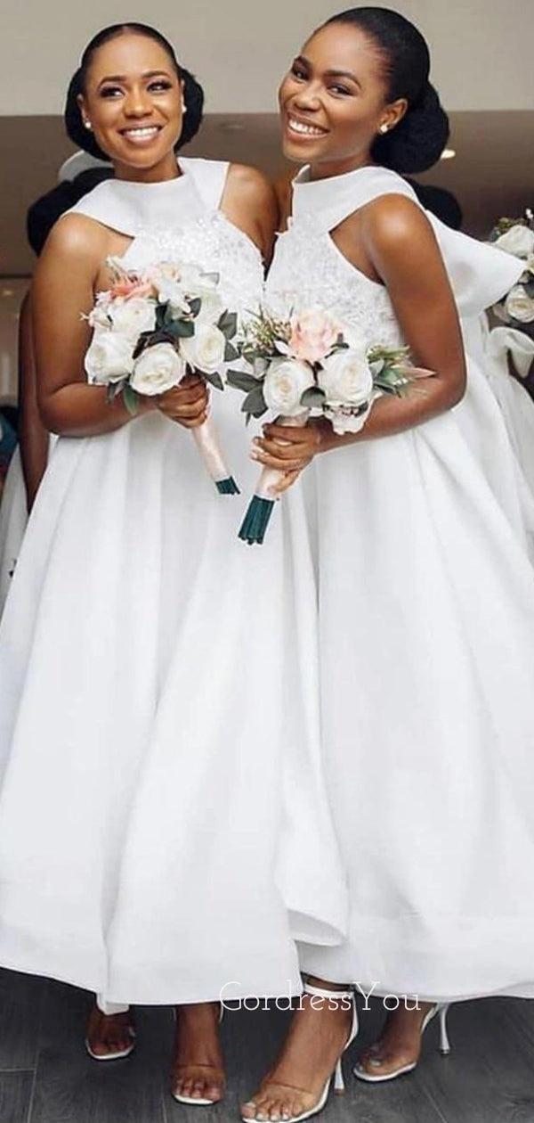 White Cotton Bridesmaid Dress