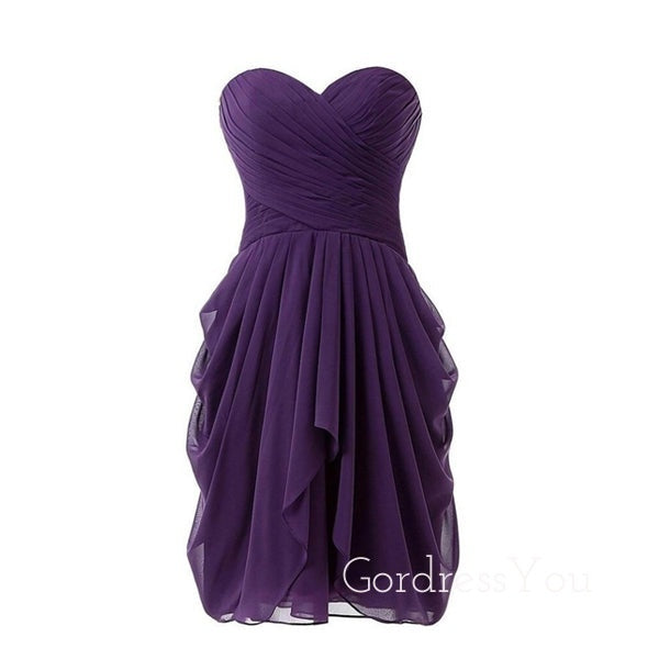 Purple Chiffon  Short Strapless Custom Bridesmaid Dresses , BN1154