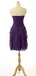 Purple Chiffon  Short Strapless Custom Bridesmaid Dresses , BN1154