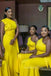 One Shoulder Yellow Long Mermaid Custom Bridesmaid Dresses , BN1155