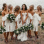 Simple Off Shoulder White Short Strapless Custom Bridesmaid Dresses , BN1165