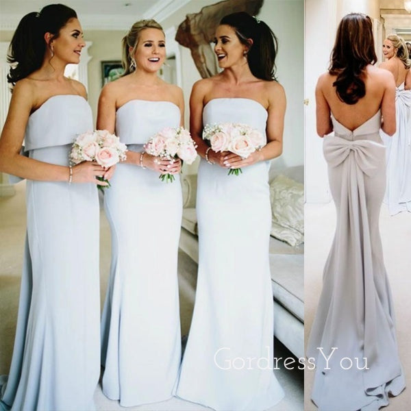 Simple Strapless Long Mermaid Backless Custom Bridesmaid Dresses , BN1166