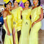 Mismatched Yellow Satin One Shoulder Long Mermaid Custom Bridesmaid Dresses , BN1170