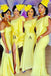 Mismatched Yellow Satin One Shoulder Long Mermaid Custom Bridesmaid Dresses , BN1170