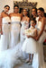 Simple Strapless White Long Mermaid Custom Bridesmaid Dresses , BN1174