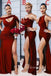 Mismatched Burgundy Satin Long Mermaid Custom Bridesmaid Dresses , BN1182