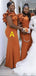 Mismatched Orange Long Mermaid Custom Bridesmaid Dresses , BN1184