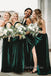 Simple Dark Green Velvet Mismatched Long Custom Bridesmaid Dresses , BN1186