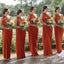 One Shoulder Burnt Orange Chiffon Long Custom Bridesmaid Dresses , BN1188