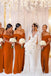 Off Shoulder Burnt Orange Mermaid Long Custom Bridesmaid Dresses , BN1192