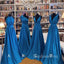 Mismatched Royal Blue A-line Long Custom Bridesmaid Dresses , BN1195