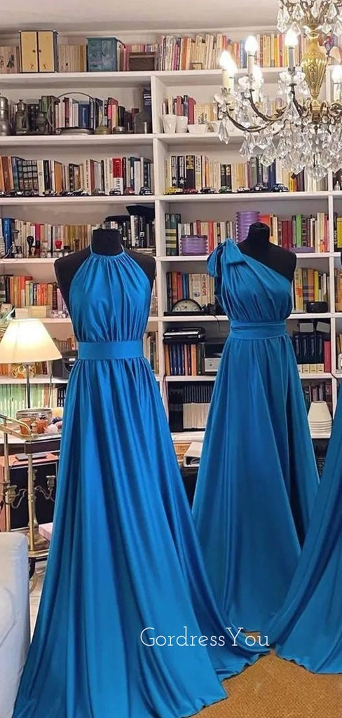 Mismatched Royal Blue A-line Long Custom Bridesmaid Dresses , BN1195