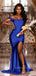 Mismatched Royal Blue Satin Mermaid Long Side Slit Custom Bridesmaid Dresses , BN1199