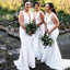 White Deep V-neck Mermaid Long Custom Bridesmaid Dresses , BN1205